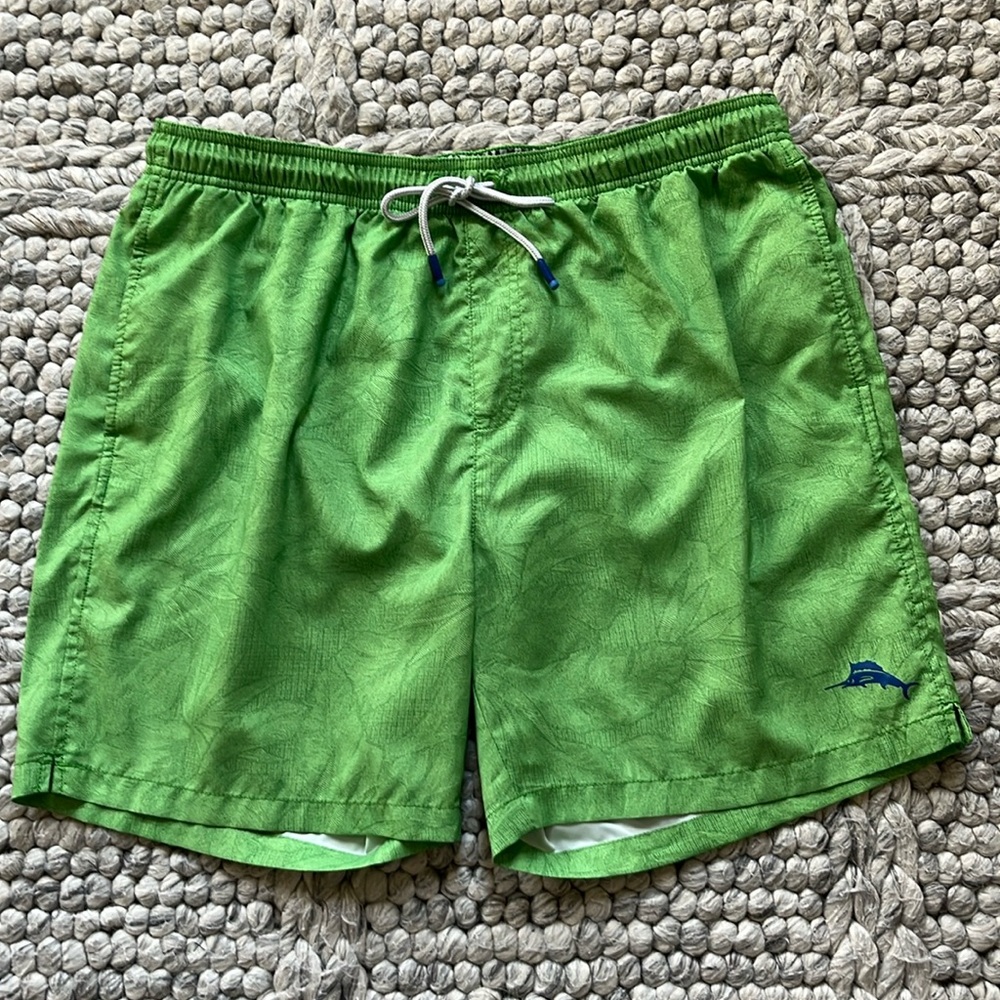Tommy Bahama green tropical print swim trunks